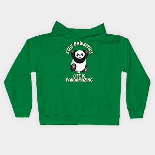 Stay pawsitive, life is pandamazing - cute and funny panda quote Kids Hoodie